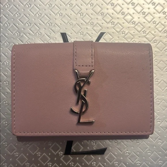 YSL Yves Saint Laurent pink leather trifold wallet - Picture 3 of 17
